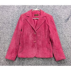 Danier 100% Suede Leather Jacket Size XS Button Up Western Biker Barbie Hot Pink